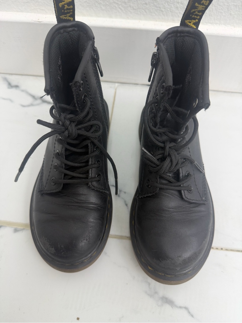 Dr. Martens Black Leather Lace-Up Zip Combat Boots